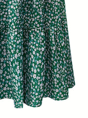  Ditsy Floral Print Maxi Smock Skirt