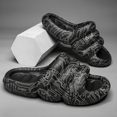 Men's Graphic Cloud Slides Non Slip Slippers