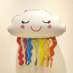 Rainbow Ribbons And Clouds Aluminum Film Balloon Decoration