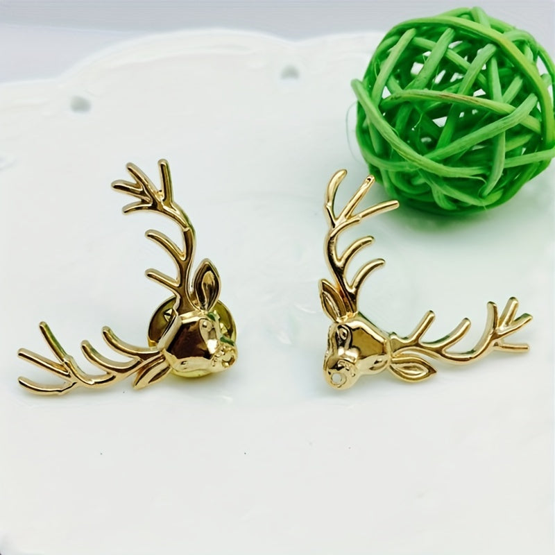 Deer Head Brooch Retro Shirt Collar Pin Christmas Decoration
