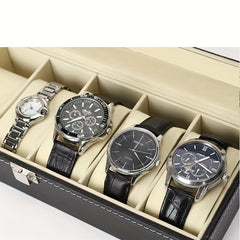 12-Slot Watch Case Large Glass Lid Detachable Pillow Perfect Gift Men Women