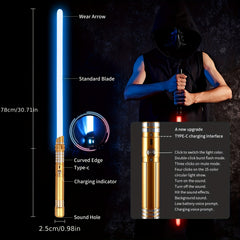 2-in-1 Metal Gravity Sensing Light Sword Rechargeable Toy Sword