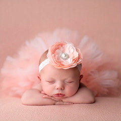 2pcs Newborn Baby Flower Headband and Skirt Set Red