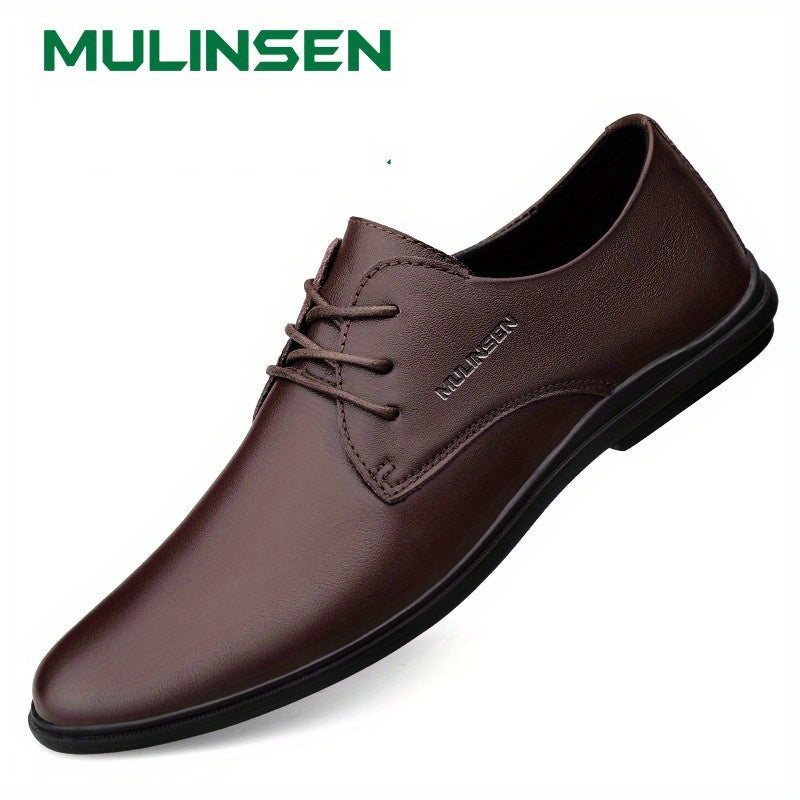Men's Pointed Toe Leather Lace up Oxford Shoes Soft Sole