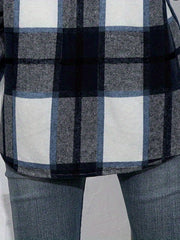  Plaid Print Button Up Long Sleeve Shacket