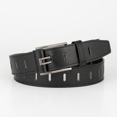 Casual Men's PU Leather Belt with Wide Stitch Buckle