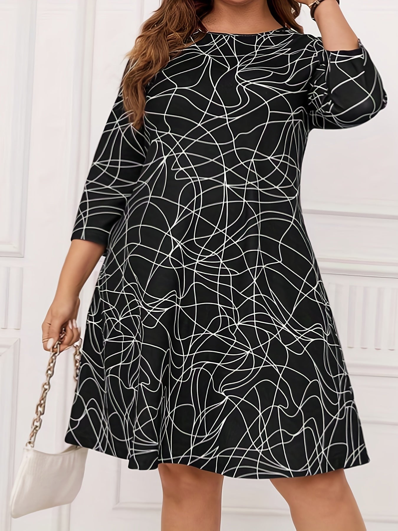  Stripe Print A Line Dress