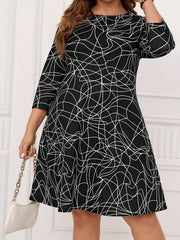  Stripe Print A Line Dress