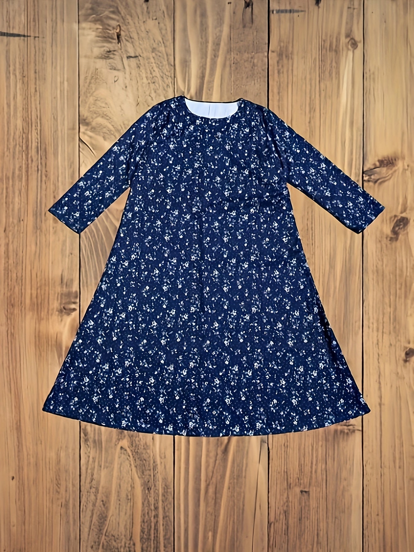  Ditsy Floral Print Long Sleeve Maxi Dress