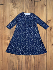  Ditsy Floral Print Long Sleeve Maxi Dress