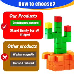 Magnetic Building Blocks Set 48 & 100pcs Small Cubes Sensory Educational Toys