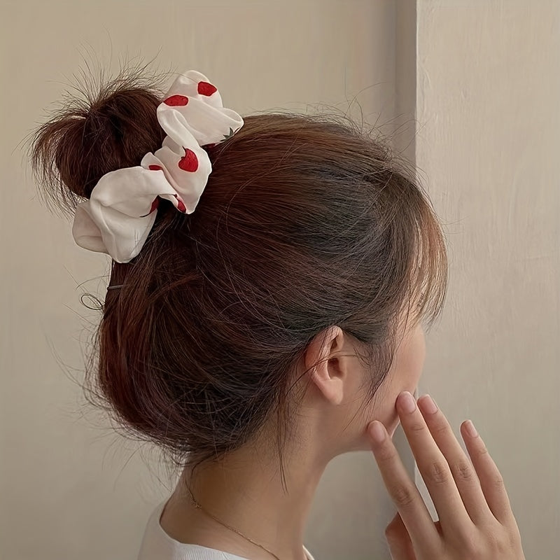 Sweet Strawberry Pattern Scrunchies Hair Tie Elastic Ponytail Holder