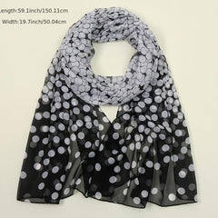 Chiffon Polka Dot Scarf Gradient Head Wrap Sunscreen Shawl