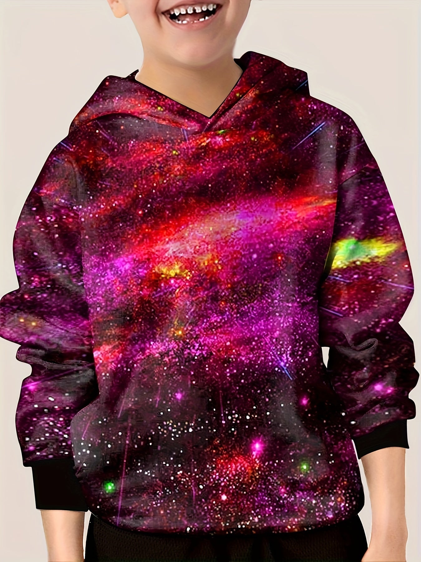 3D Space Graphic Hoodie For Boys Digital Printed Casual Pullover