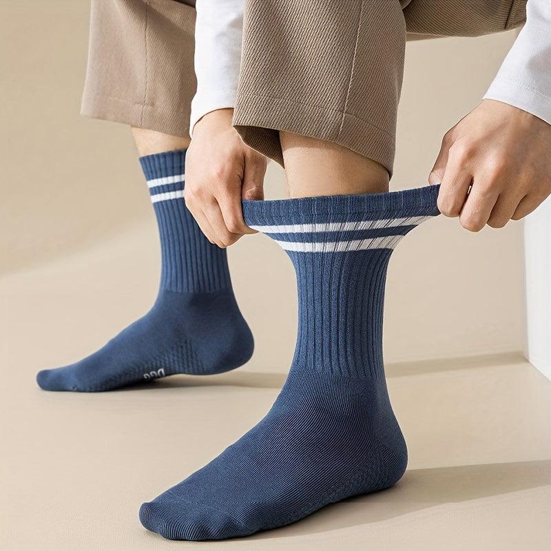 7 Pairs Striped Crew Socks Breathable Mid Tube Women's Stockings