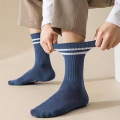 7 Pairs Striped Crew Socks Breathable Mid Tube Women's Stockings