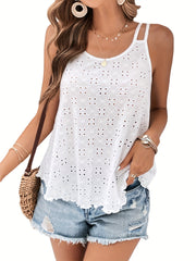 Eyelet Embroidered Dual Straps Sleeveless Top