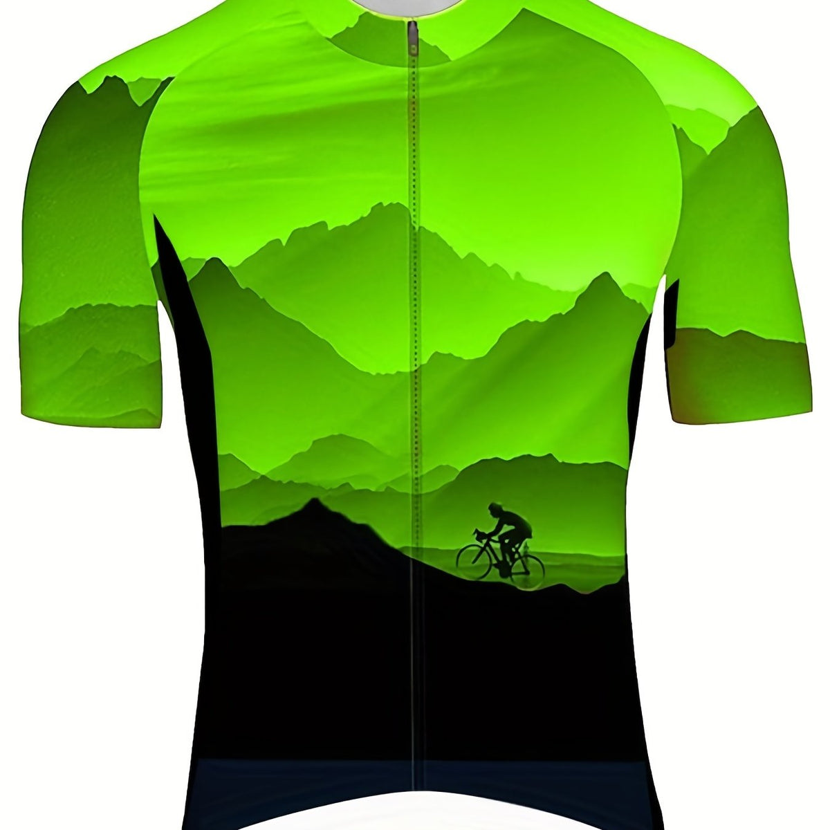 Men's Mountain Print Cycling Jersey Quick Dry Bike Shirt