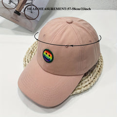 Smiling Face Patch Baseball Cap Cotton Casual Dad Hat Unisex Sun Hats