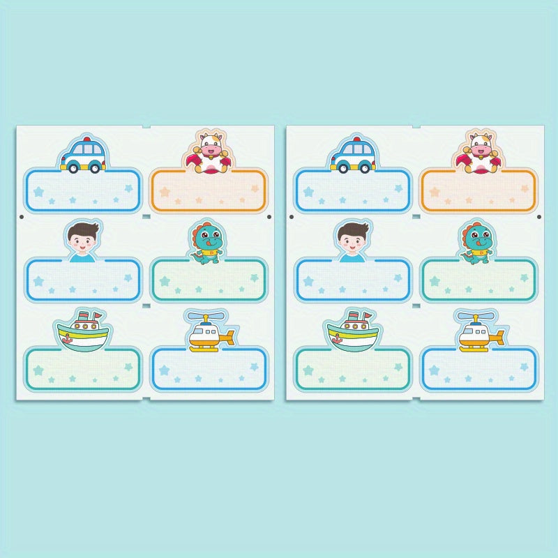 12pcs Boy Custom Name Stickers Waterproof 4.5x3cm Sewable Tag Clothes Bag Towel