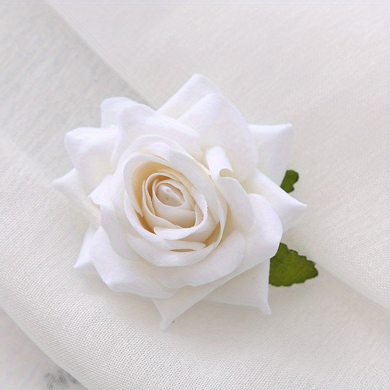 Red Rose Hair Clip Floral Barrettes Brooch