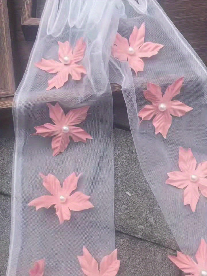 Ivory Wedding Gloves with 3D Orange Petal Embellishments