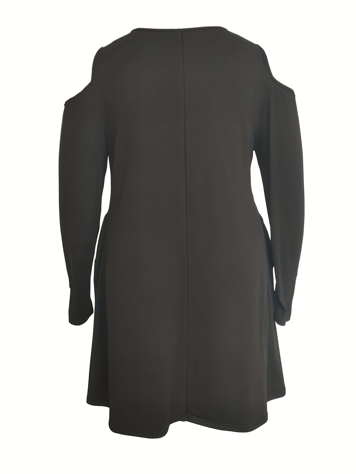  Cold Shoulder Maxi Dress V Neck Long Sleeve Pocketed