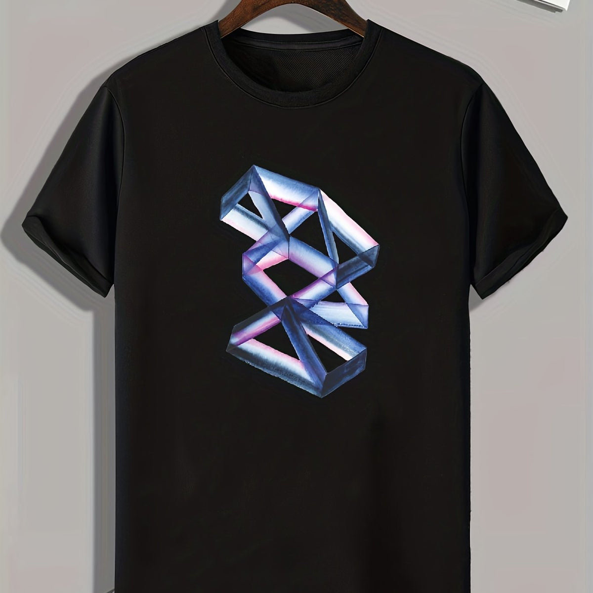 Geometric Print Men's Comfy T-shirt for Outdoor Summer