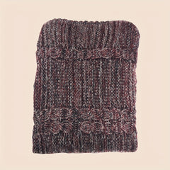 Wine Red Ribbed Knitted Cape Tassel Shawl Warm Pullover Cardigan