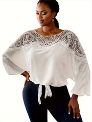  Lace Bat Sleeve Blouse