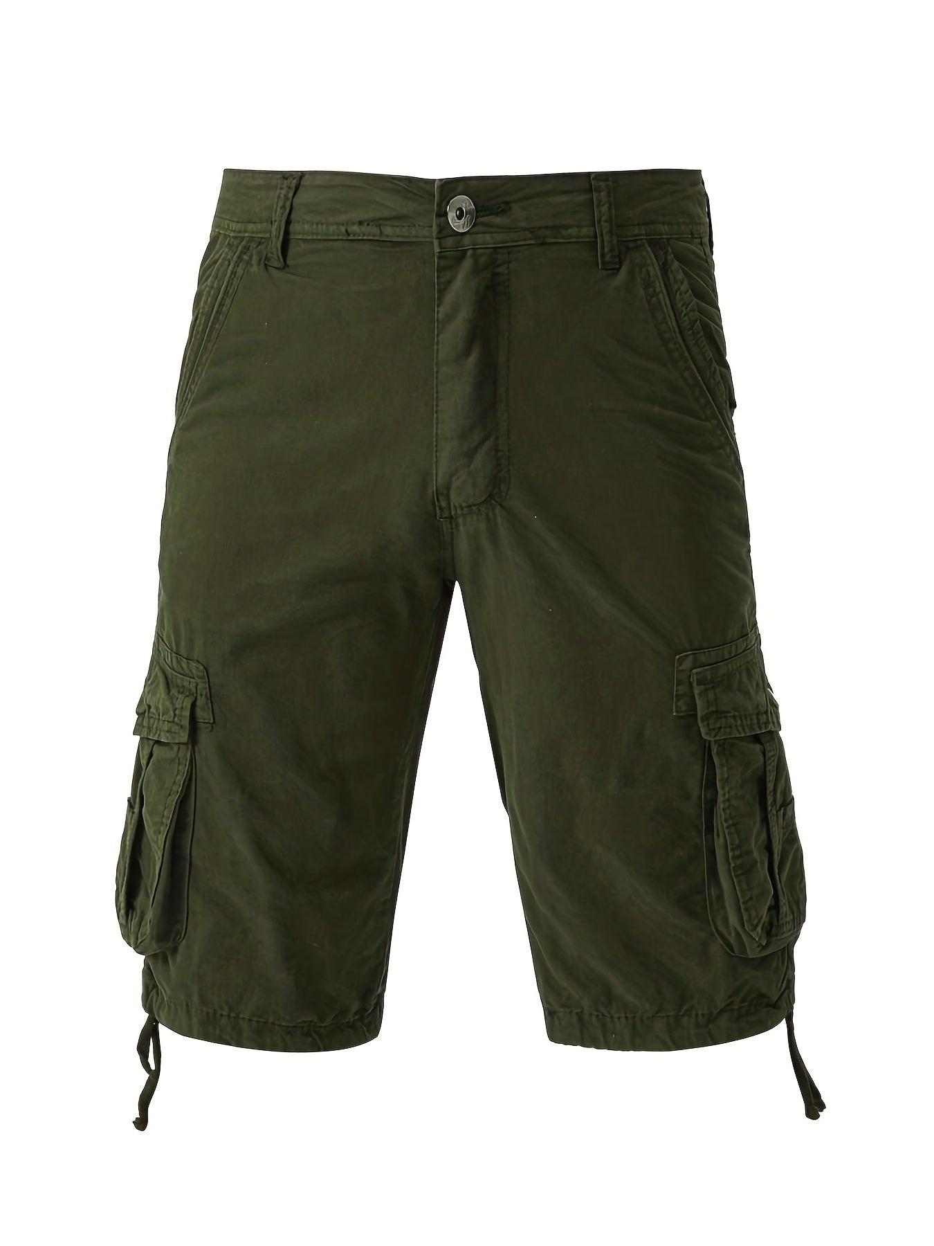 Solid Cotton Men's Cargo Short Pants Lightweight Below Knee Work Outdoors