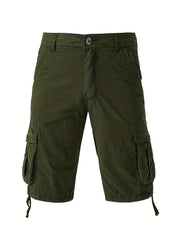 Solid Cotton Men's Cargo Short Pants Lightweight Below Knee Work Outdoors