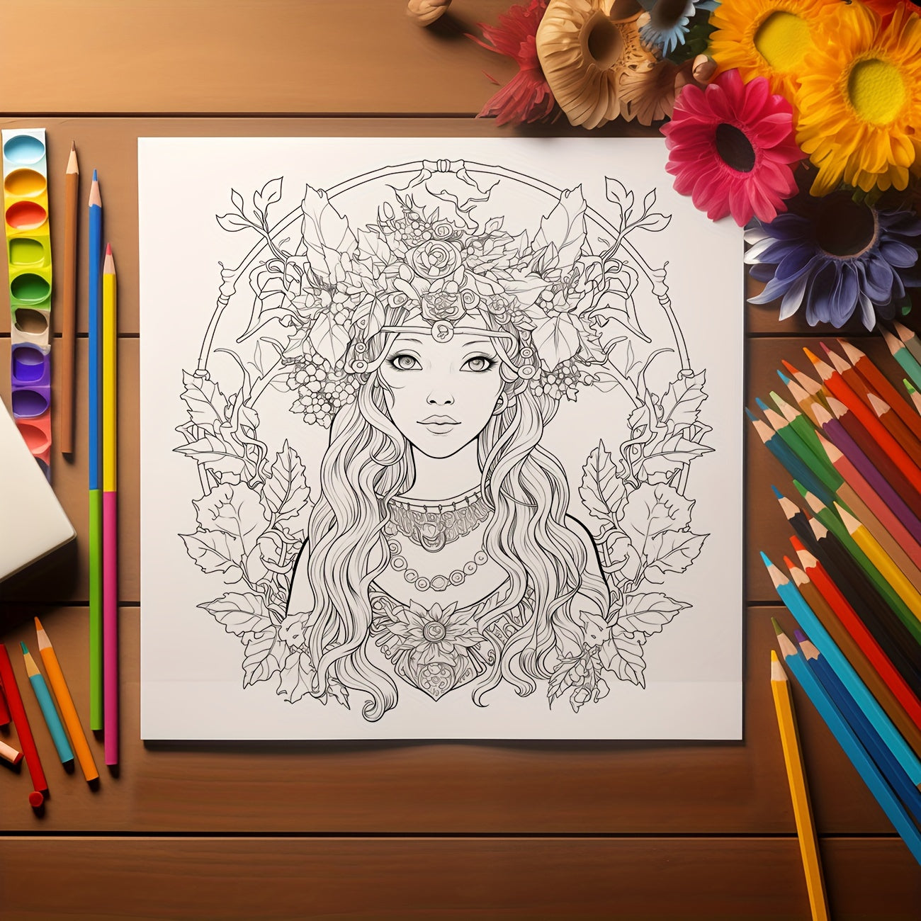 Enchanting Flower Fairy Tale Coloring Book - 25 Unique Pages