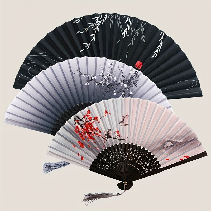 1pc Folding Fan Bamboo Ancient Style Fan Chinese Style Small Fan Gift For Men