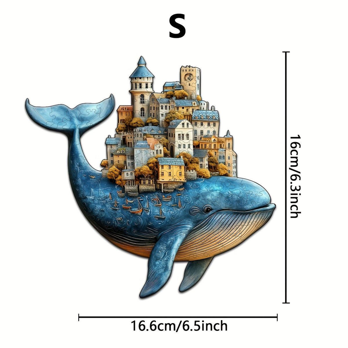 Whaleback City Wooden Puzzle Parrotfish Art Brain Exercise Decor