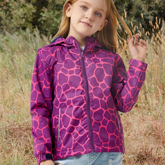 Girls Waterproof Hooded Jacket with Thermal Fleece and Pocket