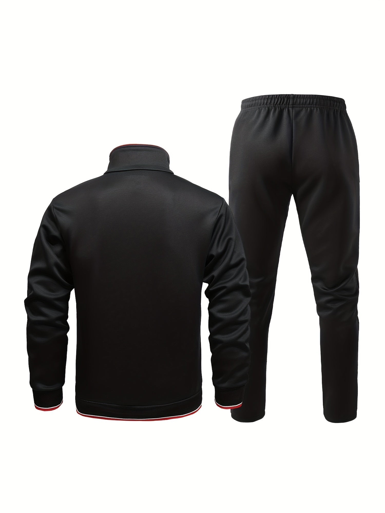 Men's Zip Up Jacket and Stretch Pants Set with Zipper Pockets