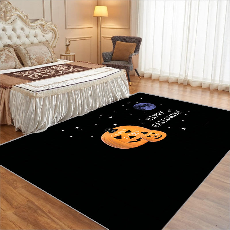 Pumpkin Pattern Carpet Halloween Gothic Floor Rug Machine Washable Anti Stains
