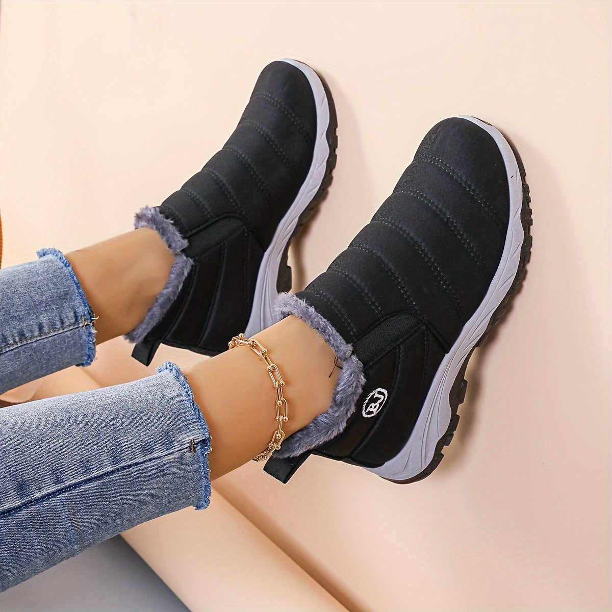 Plush Lined Thermal Snow Boots Wear Res Non Slip Shoes Fall Winter