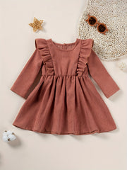 Baby Girls Ruffle Sleeve Princess Dresses Spring Autumn 1-5Y