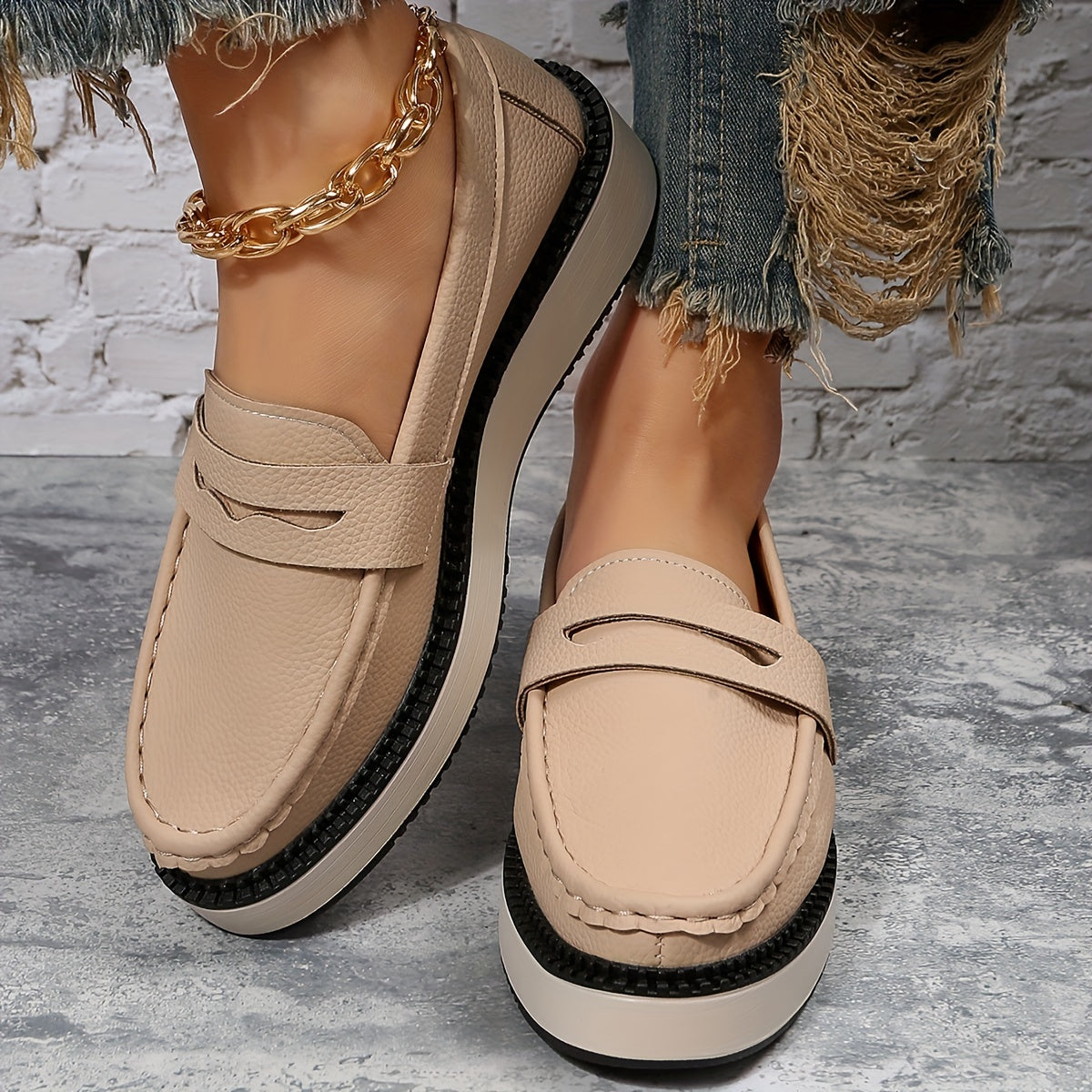 Women's Platform Loafers Soft Sole Slip On Shoes