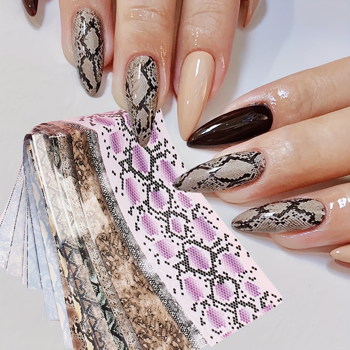 10 Pcs Chinese Characters Nail Foil Bamboo Leaf Art