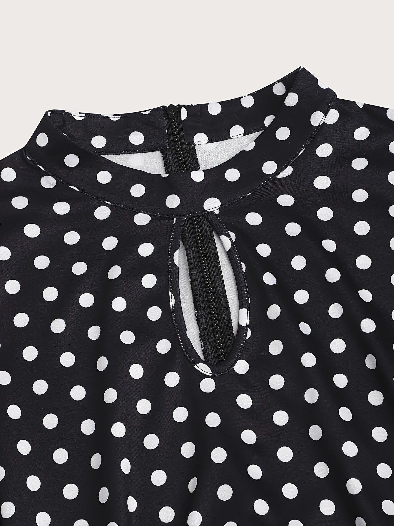  Polka Dot Print Cut Out Bat Sleeve Dress