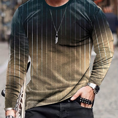 Gradient Men's Stripe Long Sleeve Novelty T shirt for Autumn