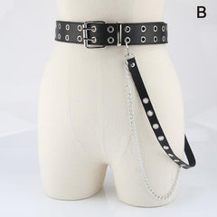 Women Chain Strap Belt Gothic Adjustable Pu Leather Belt Women Punk