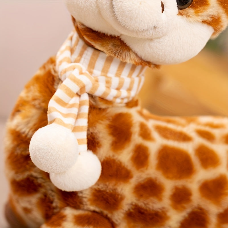 Soft Giraffe Plush Toy with Scarf 11.81in Brown & Striped