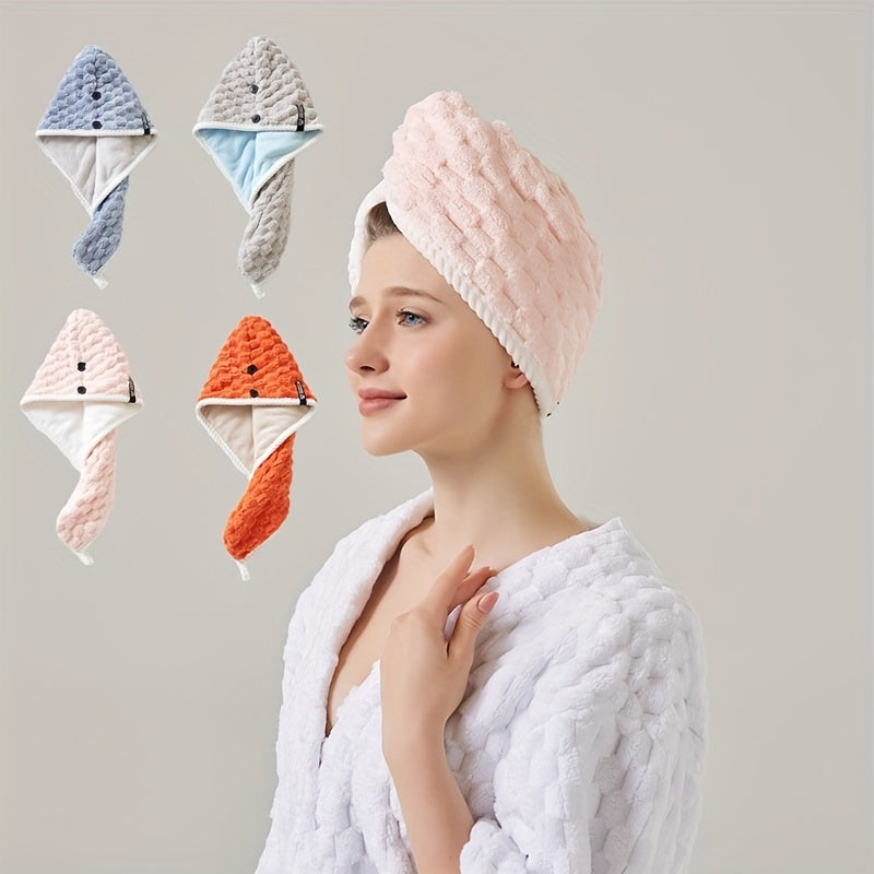 Soft Hair Drying Cap Double Layer Coral Velvet Thickened Hair Towel