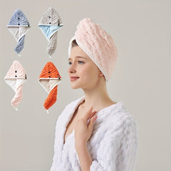 Soft Hair Drying Cap Double Layer Coral Velvet Thickened Hair Towel