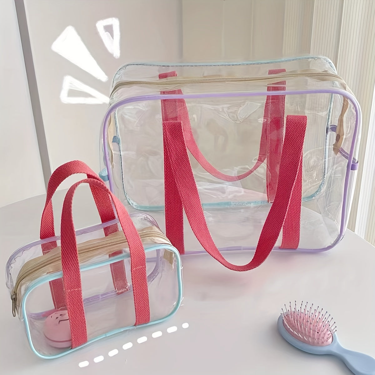 Transparent Square Handbag Zipper Versatile Cosmetic Bag