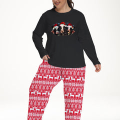  Christmas Colorblock Graphic Print Pajama Set